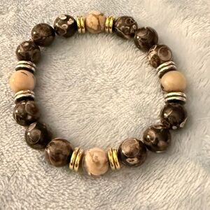 Elegant Black and Tan Natural Stone Bracelet